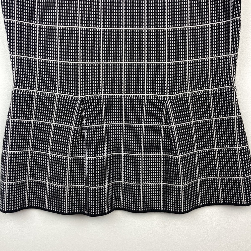 WHBM Windowpane Knit Sweater Bodice Top in Black/Ecru - Picture 9 of 15